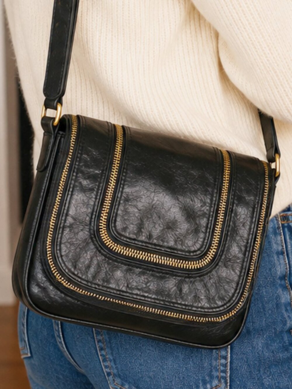 MICHAEL Michael Kors Vintage Naomi Shoulder/Crossbody Black Leather w/ Dust Bag
